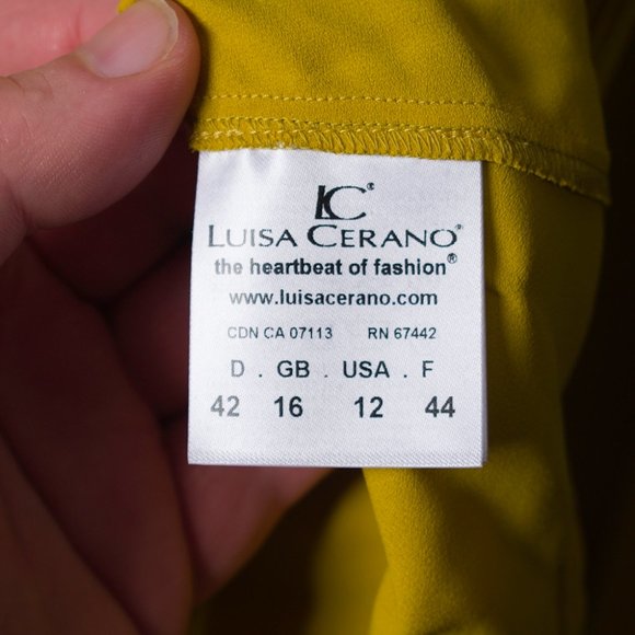Luisa Cerano Mustard Pleated Blouse Women's 12 NWT - Picture 10 of 12